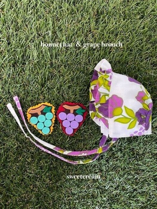 Headband for dolls "Fox bag special set （bonnet  hat & grape brooch）" by sweetcream