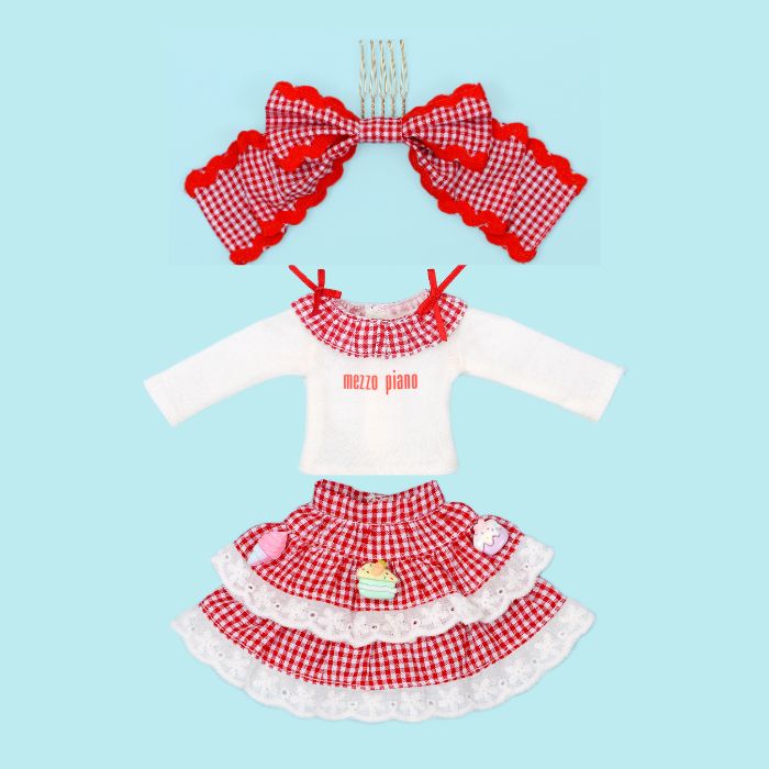 Dear Darling fashion for dolls  "mezzo piano Gingham Check Dress Set "