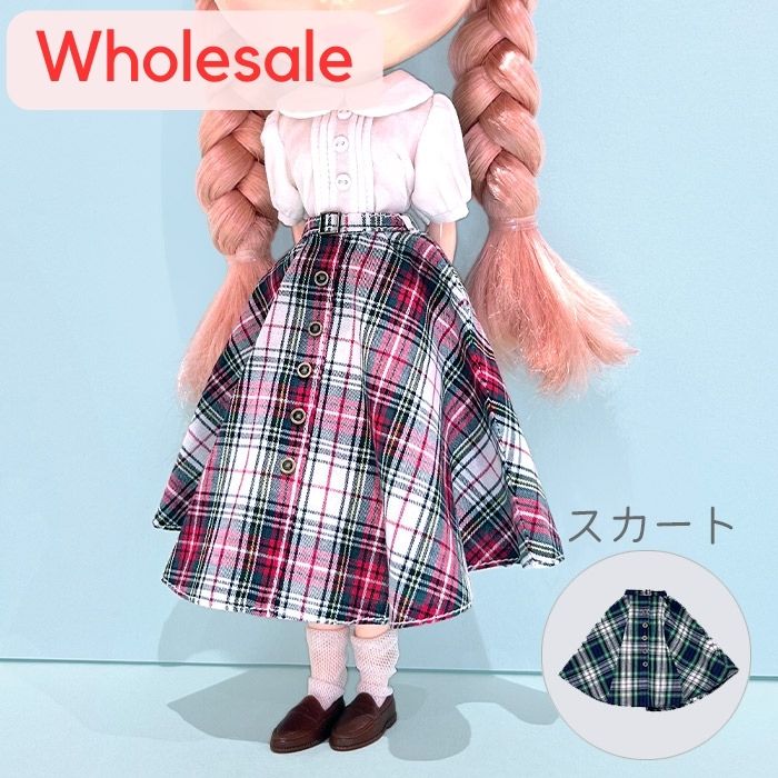 [wholesale]Dear Darling fashion for dolls「バックル付きチェックスカート」