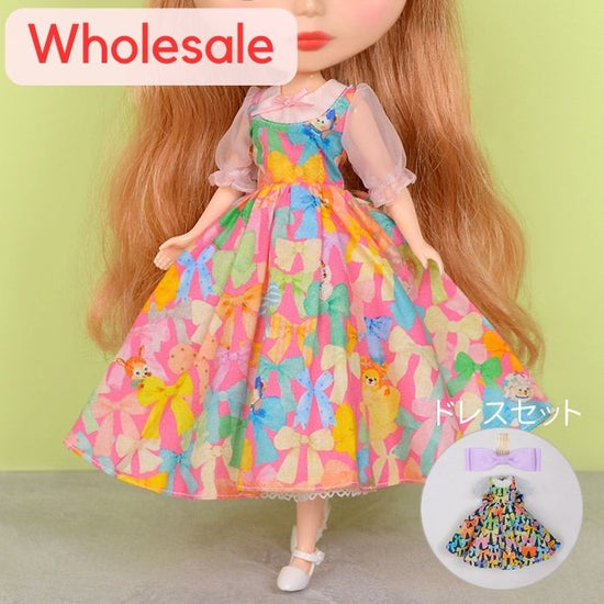 [wholesale]Dear Darling fashion for dolls "Ribbon Pattern Dress Set"