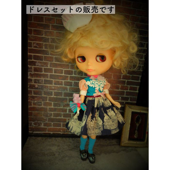 Load image into Gallery viewer, Dress Set(Neo Blythe size) &amp;quot;candy Shop bunny &amp;amp; squirrel (blue)&amp;quot; by chic☆rin
