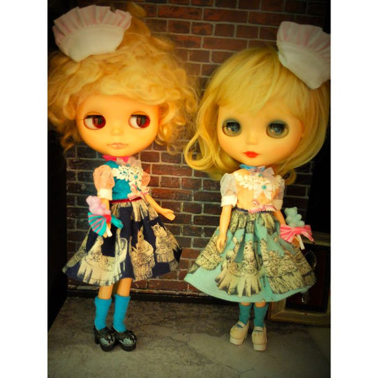 Load image into Gallery viewer, Dress Set(Neo Blythe size) &amp;quot;candy Shop bunny &amp;amp; squirrel (blue)&amp;quot; by chic☆rin
