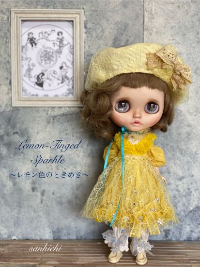 Dress set (Neo Blythe Size) “Lemon-Tinged Sparkle 〜A Lemon-Colored Heart Flutter〜(small floral print)” by sankichi