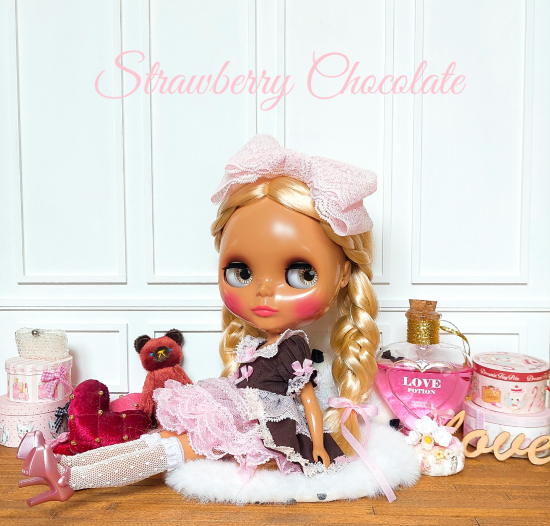 Dress set (Neo Blythe Size) "Strawberry Chocolate ♡" by Fairy Rabbit