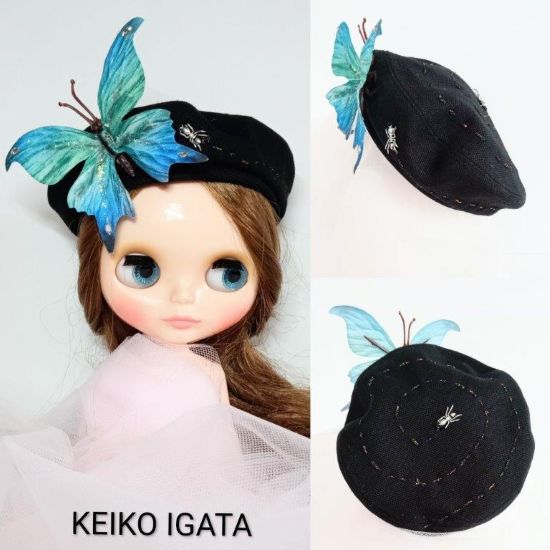 Headband for dolls "②The Ant and the Butterfly (Black × Blue)" by KEIKO IGATA